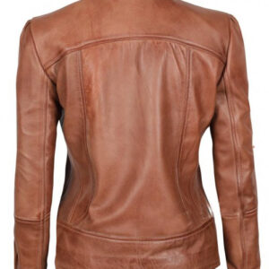 Brown Amy Fitted Leather Jacket