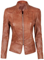 Brown Amy Fitted Leather Jacket