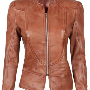 Brown Amy Fitted Leather Jacket