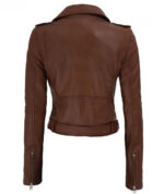 Dark Brown Nellie Leather Biker Jacket