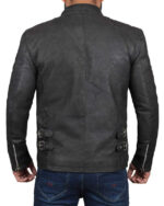 Distressed Black Retro Cafe Racer Leather Jacket