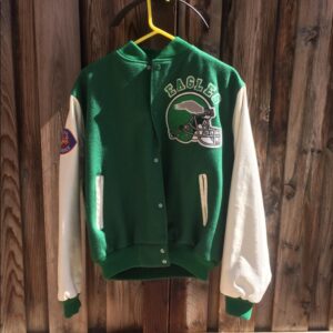 Cream/Green Philadelphia Eagles Retro Classic Varsity Jacket