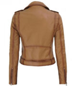 Light Brown Nellie Leather Biker Jacket