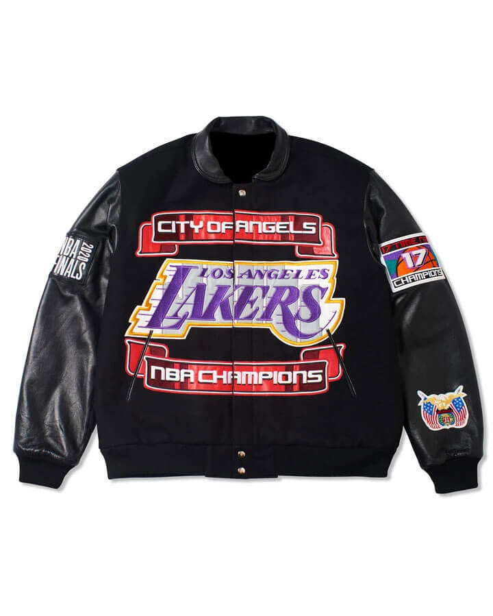 Los Angeles Lakers Black Basketball Team Bomber Jacket - The Leather City
