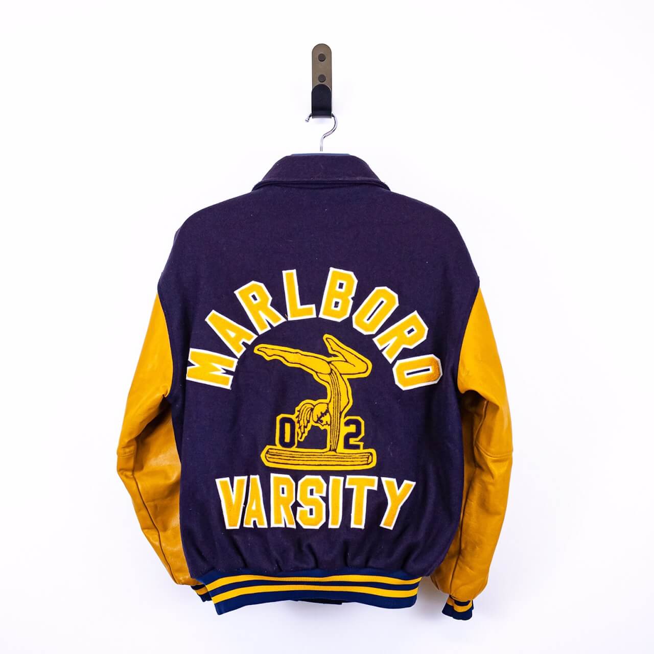 Maker of Jacket Varsity Jackets Marlboro Purple Yellow Letterman