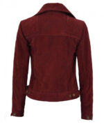 Maroon Asymmetrical Tonya Suede Leather Biker Jacket