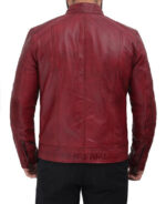 Maroon Cafe Racer Leather Jacket