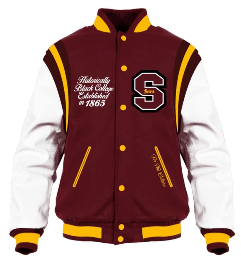 Red-Gold University School College Bomber Varsity Jacket Wool