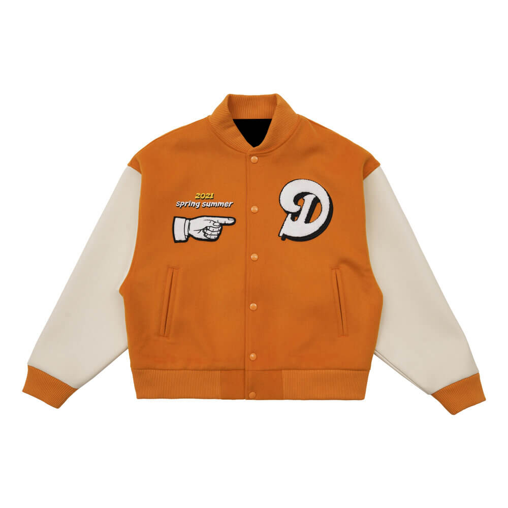 Orange Doncare Casino Baseball Varsity Jacket