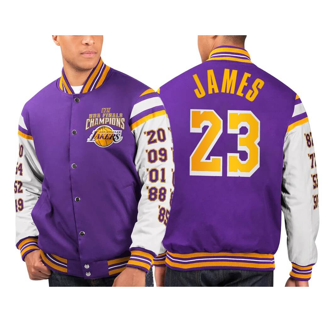 Maker of Jacket NBA Teams Jackets Los Angeles Lakers Purple LeBron James Cotton