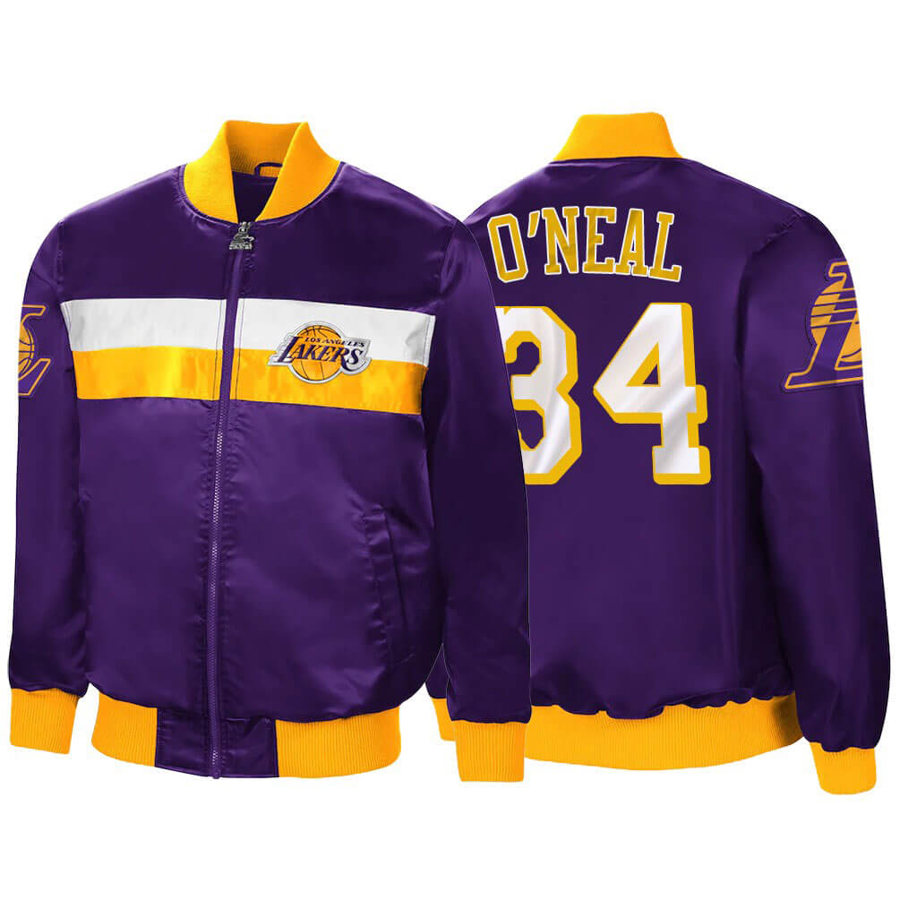 LA Lakers Purple Satin Bomber Jacket