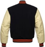 Black Cream Orange Baseball Varsity Jacket