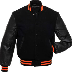 Black Orange Baseball Varsity Jacket