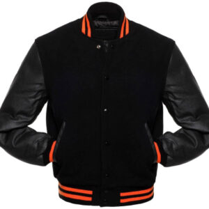 Black Orange Baseball Varsity Jacket