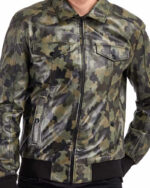 Classic Military Camouflage Leather Jacket