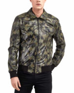 Classic Military Camouflage Leather Jacket