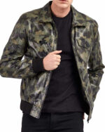 Classic Military Camouflage Leather Jacket