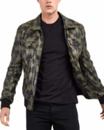 Classic Military Camouflage Leather Jacket