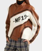 Ezzah Brown Leather Biker Jacket