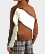 Ezzah Brown Leather Biker Jacket