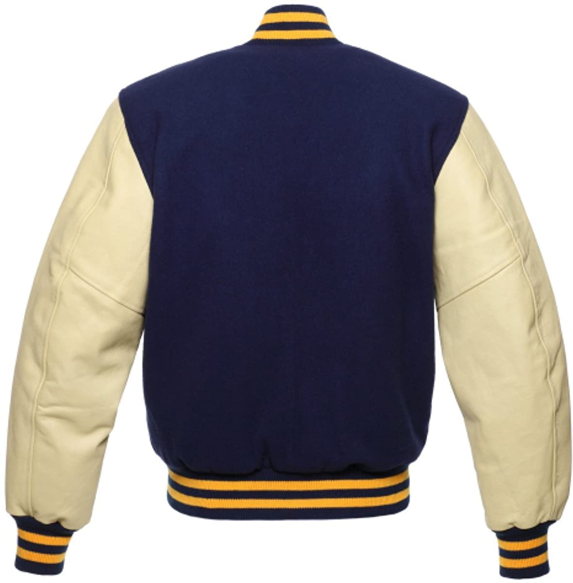 Navy Blue Cream Gold Baseball Varsity Jacket - Maker of Jacket