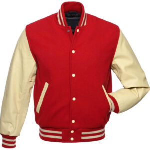 Red And Cream Baseball Varsity Jacket