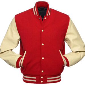 Red And Cream Baseball Varsity Jacket