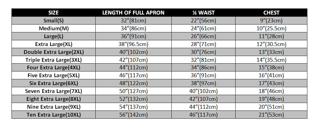 Sizes Chart And Sizing Guide - Maker Of Jacket