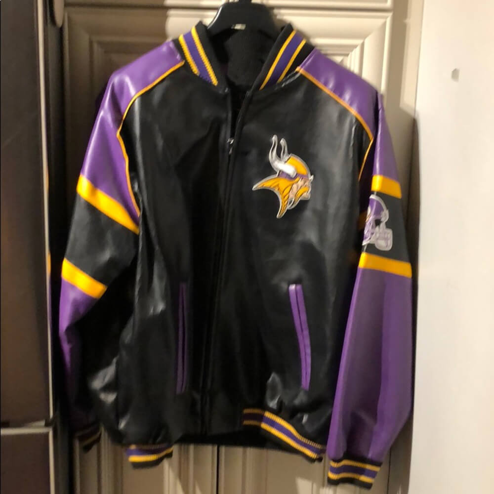 Maker of Jacket Fashion Jackets Vintage Minnesota Vikings NFL Suede Leather