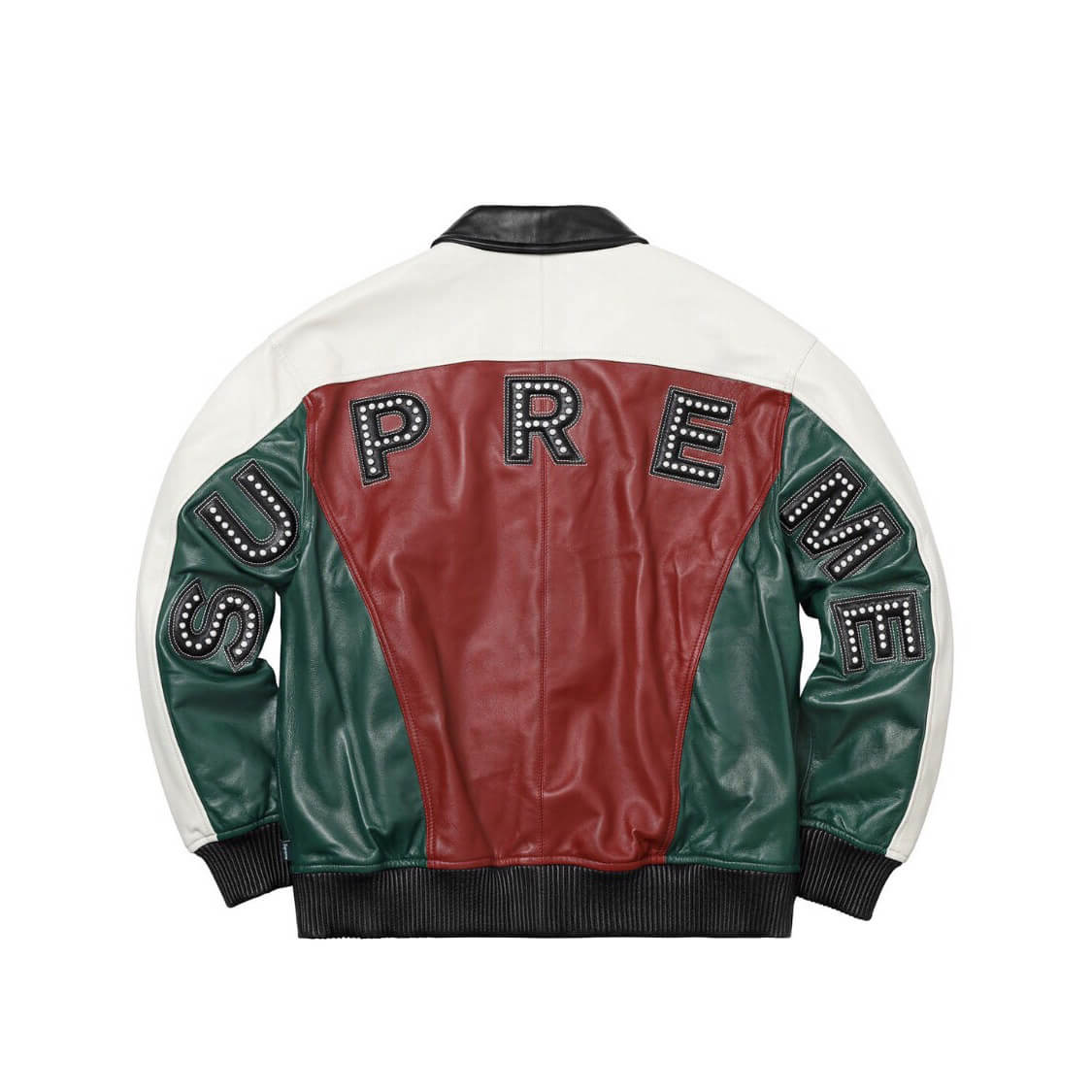 Supreme Arc Logo Studded Black Leather Jacket - Maker of Jacket