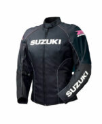 Suzuki GSXR Motorcycle Black Leather Jacket
