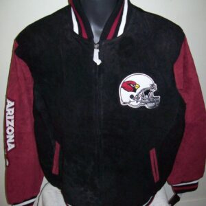 Arizona Cardinals Suede Black Red Leather Jacket