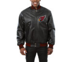 Black Arizona Cardinals Leather Jeff Hamilton Jacket
