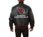 Black Arizona Cardinals Leather Jeff Hamilton Jacket