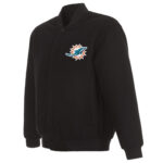 Black NFL Miami Dolphins Wool Full Snap Jacket