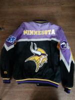 Black NFL Minnesota Vikings Suede Leather Jacket