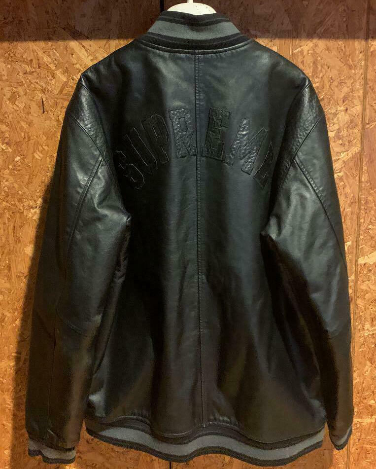 Supreme Worn Leather Varsity Jacket