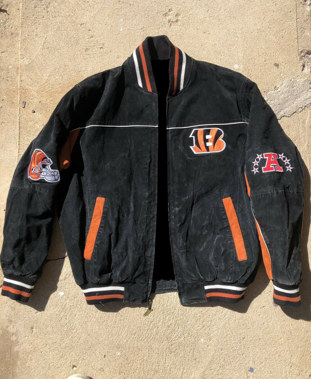 Maker of Jacket Black Leather Jackets Orange Cincinnati Bengals