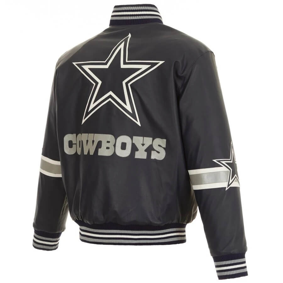 Dallas Cowboys Navy And White Leather Jacket - Maker of Jacket