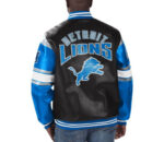 Detroit Lions Football NFL Black Leather Jacket