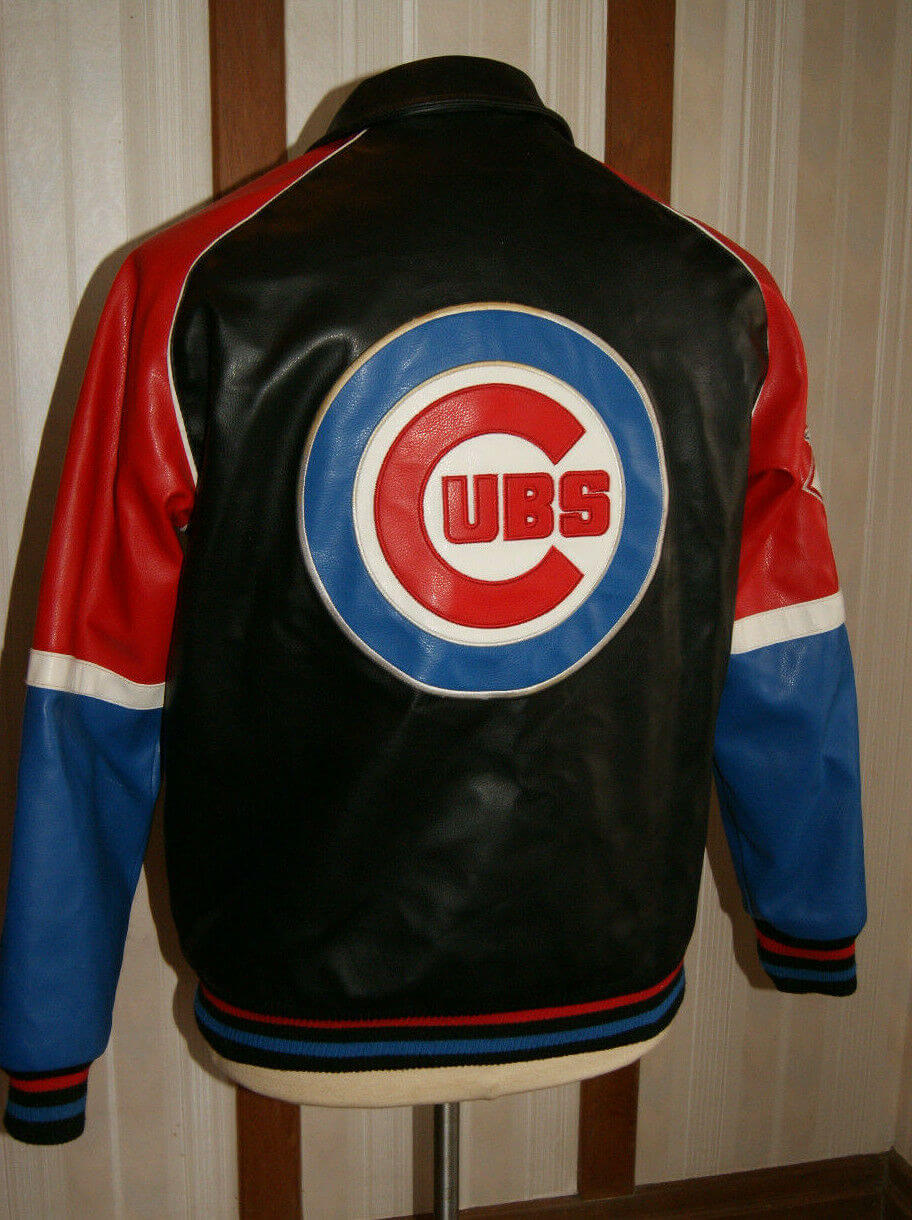 CHICAGO CUBS FULL LEATHER JACKET - BLACK/BLACK