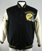 NFL Green Bay Packers Black Wool Leather Jacket