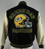 NFL Green Bay Packers Black Wool Leather Jacket