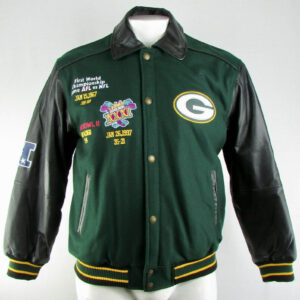 Maker of Jacket Black Leather Jackets Vintage Green Bay Packers Super Bowl