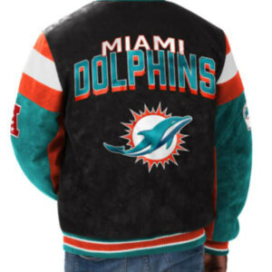 Miami Dolphins Logo NFL Brown Black Leather Jacket - Freedomdesign