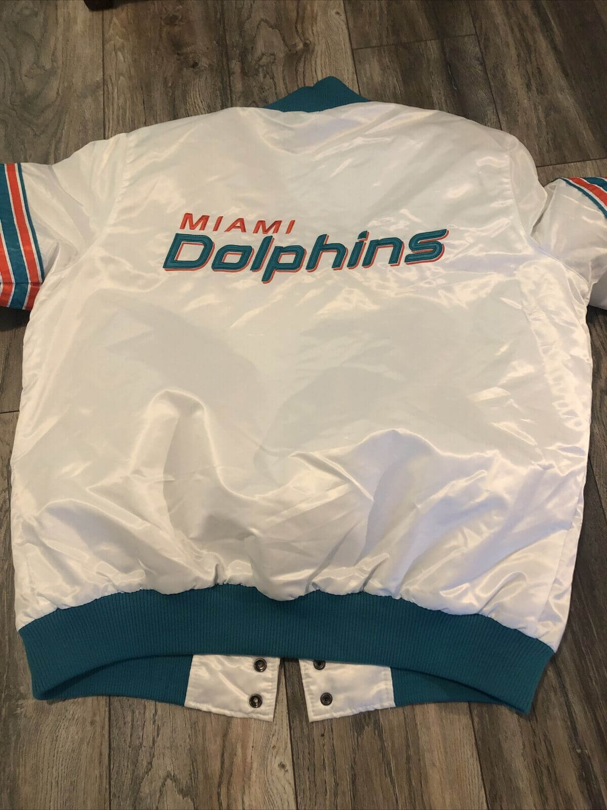 Miami Dolphins The Power Forward White Full-Snap Satin Jacket