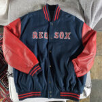 Wool/Leather Boston Red Sox Varsity Navy Blue and White Jacket - HJacket