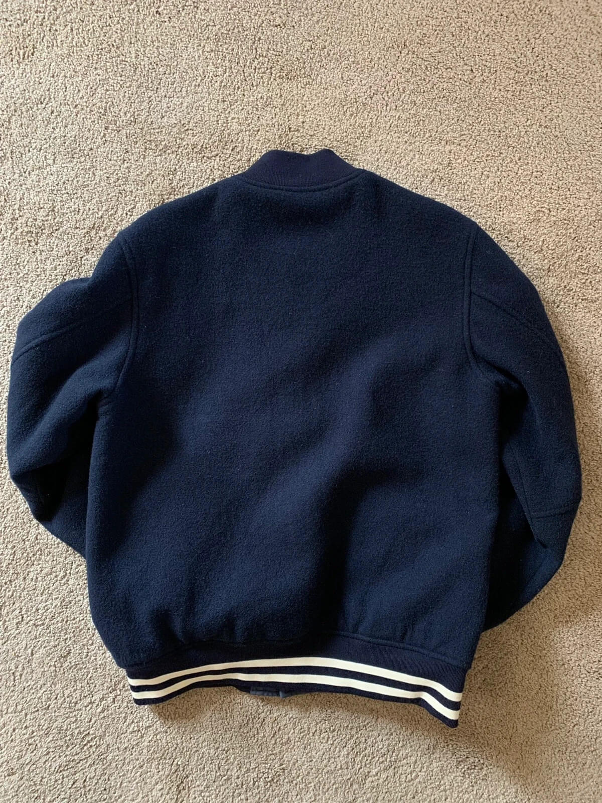 Women's Navy Blue Wool Varsity Jacket