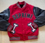 Red Black Supreme Bone Varsity Jacket