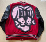 Red Black Supreme Bone Varsity Jacket